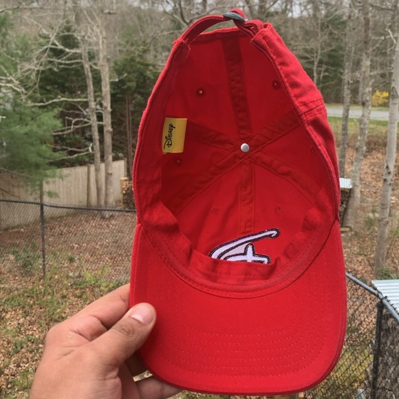Embroidered Authentic Disney Red Strapback Hat With Mickey Mouse Logo - Picture 3 of 5